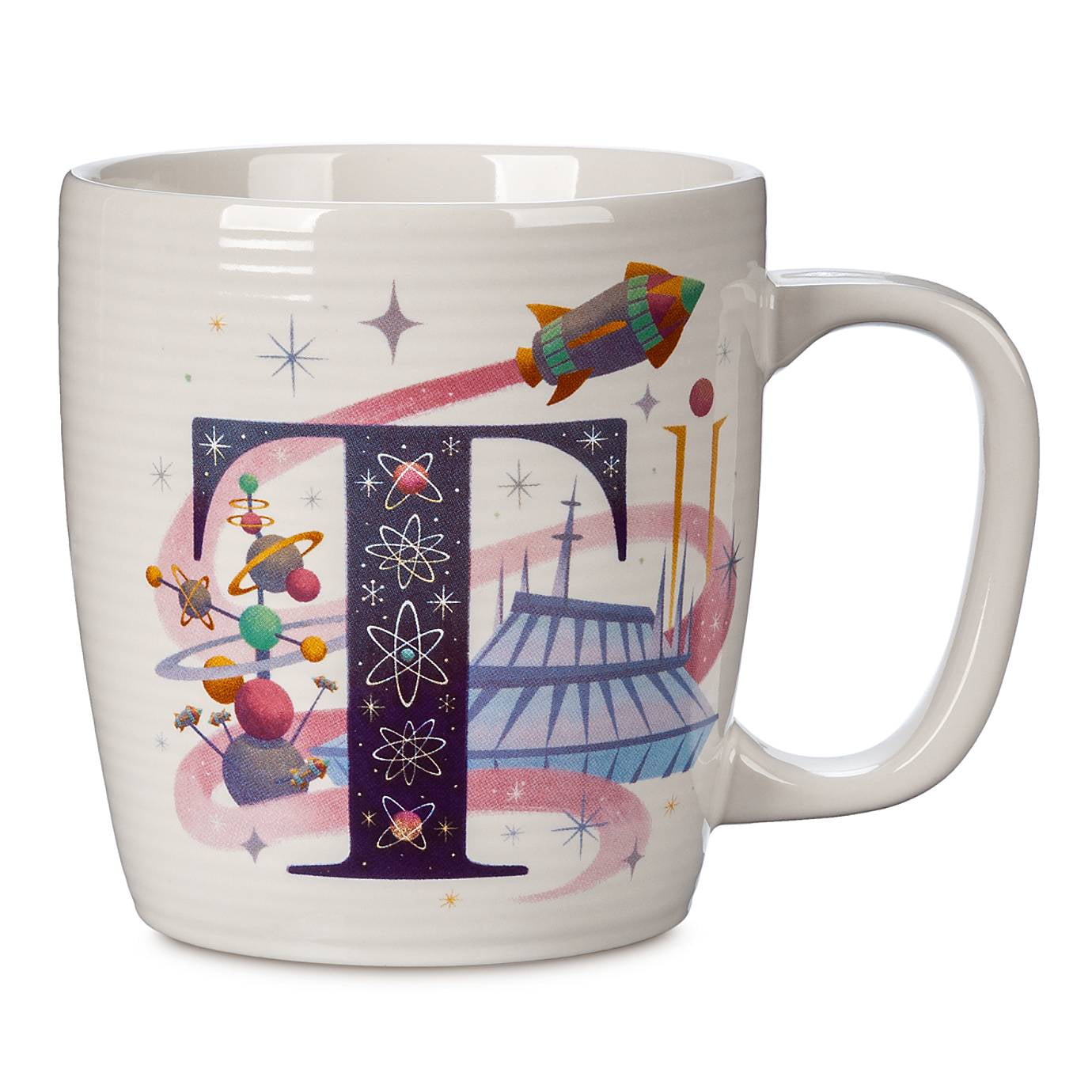 Disney Parks ABC Letters T is for Tomorrowland Ceramic Coffee Mug New