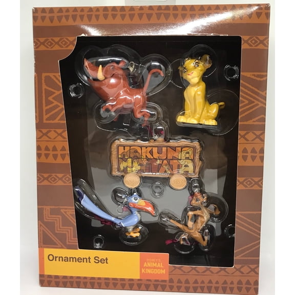 Disney Parks Animal Kingdom Lion King Simba Pumba Rafiki Timon Ornament Set New