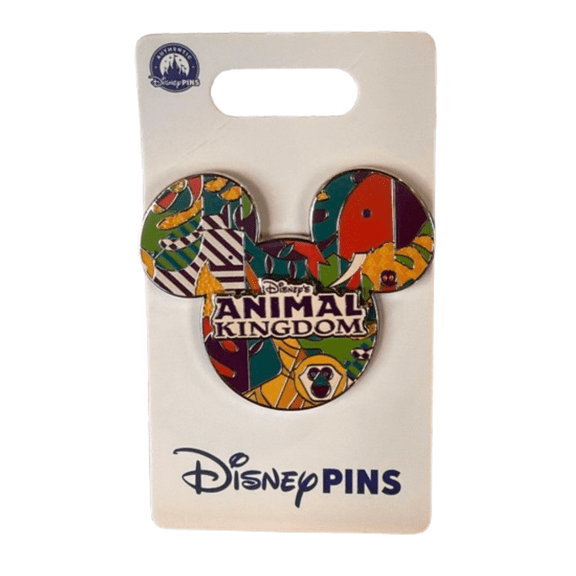 Disney Parks Animal Kingdom Mickey Icon Tropical Pattern Pin New With Card