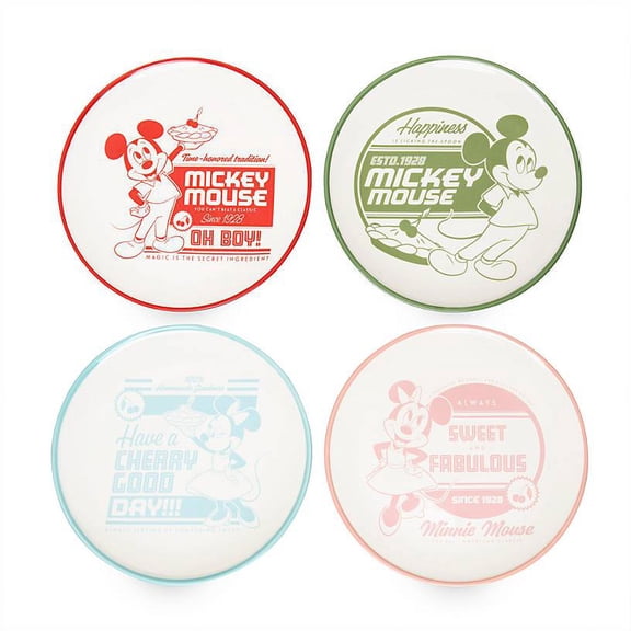 Disney Parks Back in the Day Mickey and Minnie Retro Cake Plate Set New with Box