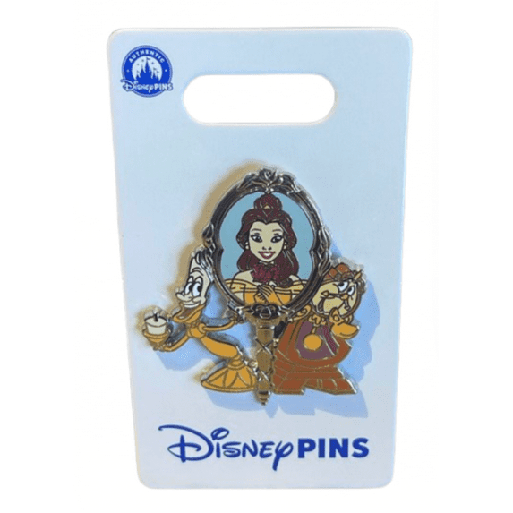 Disney Parks Beauty and Beast Lumiere Cogsworth & Belle Mirror Pin New With Card