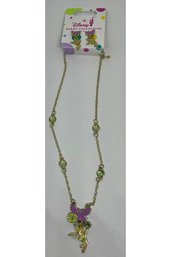 Parks Collection Jewelry Tinker Bell Earrings and Necklace Set New w Tag
