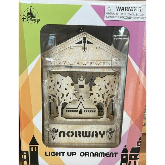 Disney Parks Epcot 40th Anniversary Norway Wood Light Up Christmas Ornament New