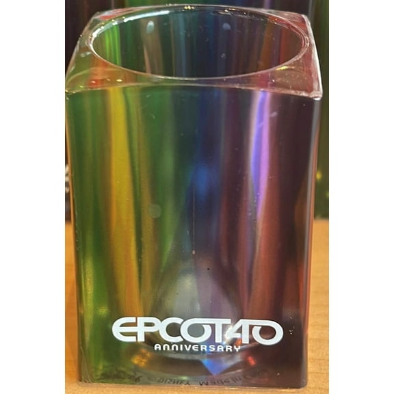 Disney Parks Epcot 40th Anniversary Rainbow Cube Shot Glass New