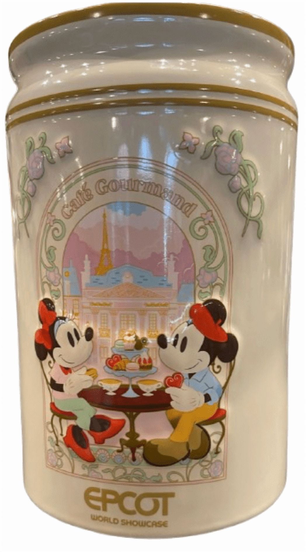 Disney Parks Epcot France Mickey & Minnie Caf&eacute; Gourmand Utensil Holder Jar New