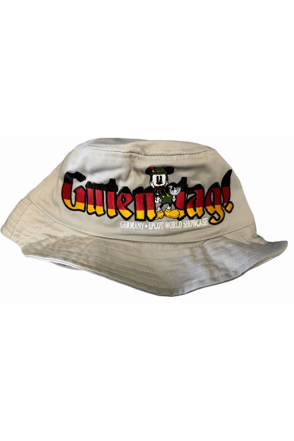 Epcot Guten Tag Bucket Hat Germany Mickey Mouse Beige