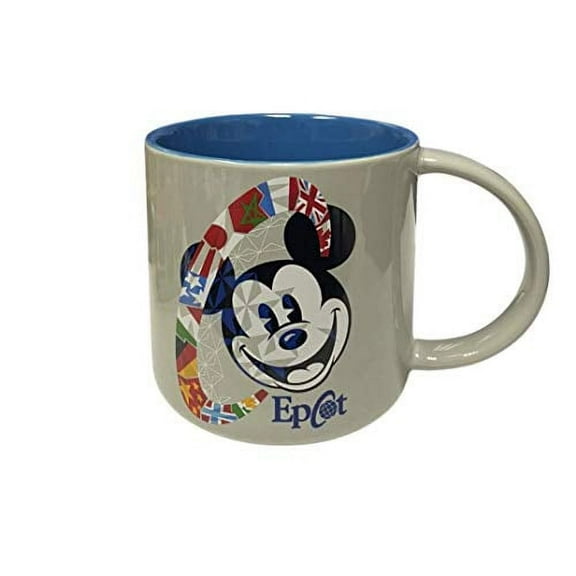 Disney Parks Epcot Mickey Flags Gray and Blue Mug Cup
