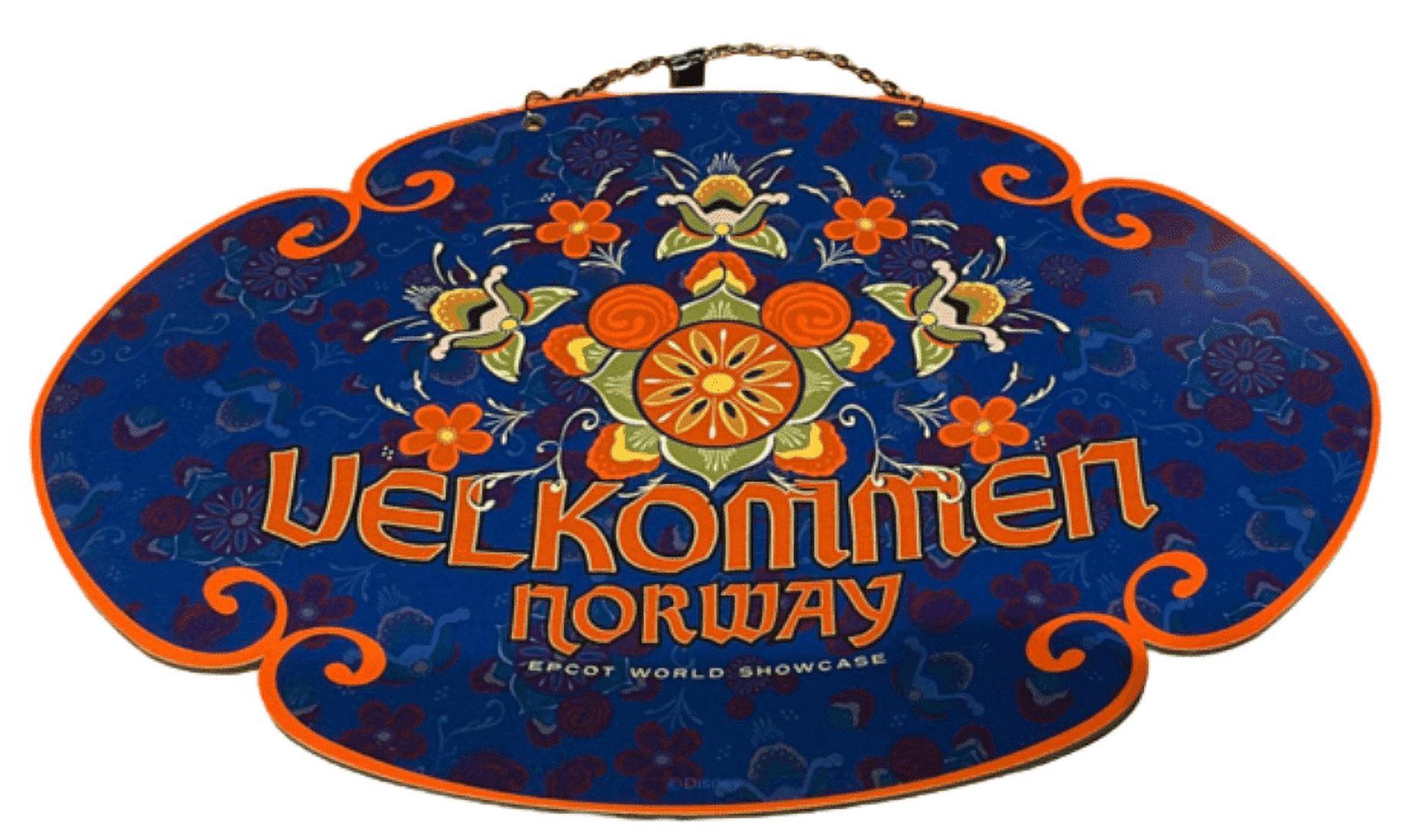 Disney Parks Epcot Norway Floral Mickey Icon Welcome Hanging Sign New ...