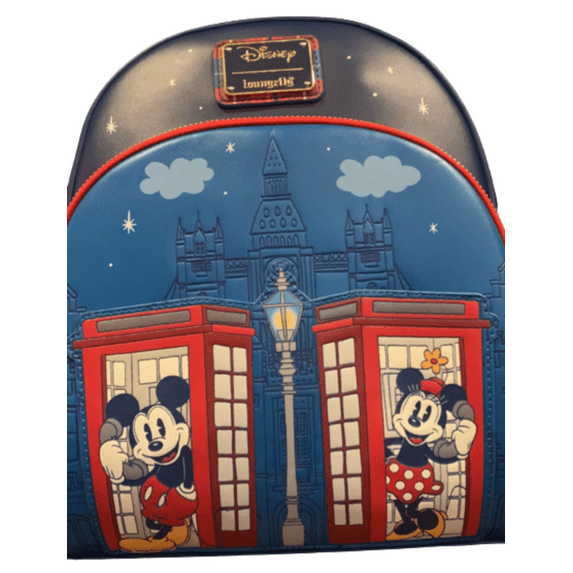 Disney Parks Epcot UK London Mickey Minnie Loungefly Mini Backpack New With Tag