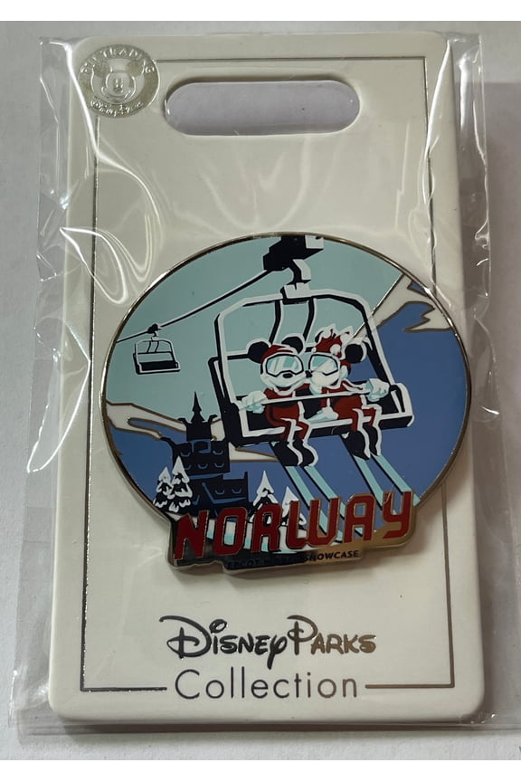 Parks Epcot World Showcase Norway Mickey Minnie Ski Lift Pin New w Card