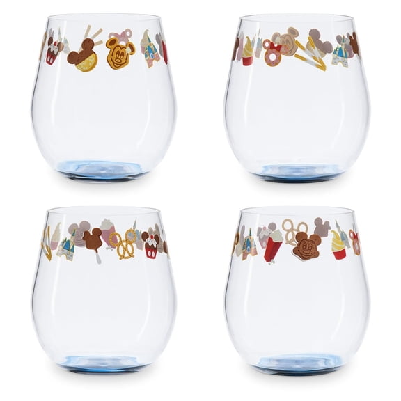 Disney Parks Food Icons Plastic Cups Set - Set of 4 Cups 16 oz