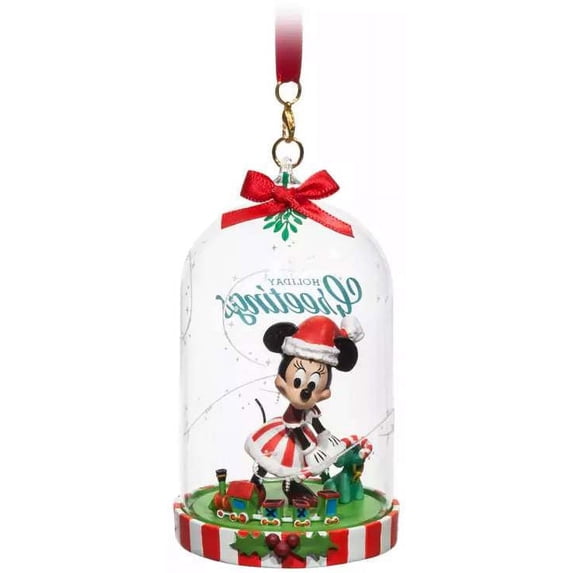 Disney Parks Greetings Santa Minnie Glass Dome Sketchbook Christmas ...