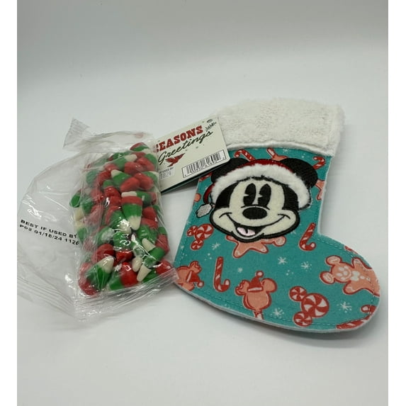Disney Parks Holiday Candy Corn with Mickey Mini Christmas Stocking New with Tag