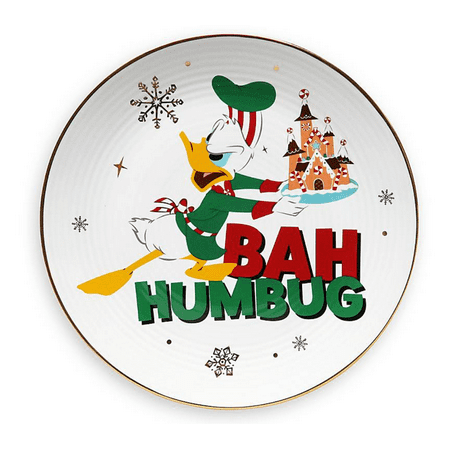 Disney Parks Holiday Cheer Donald Duck Bah Humbug Christmas Dessert Plate New