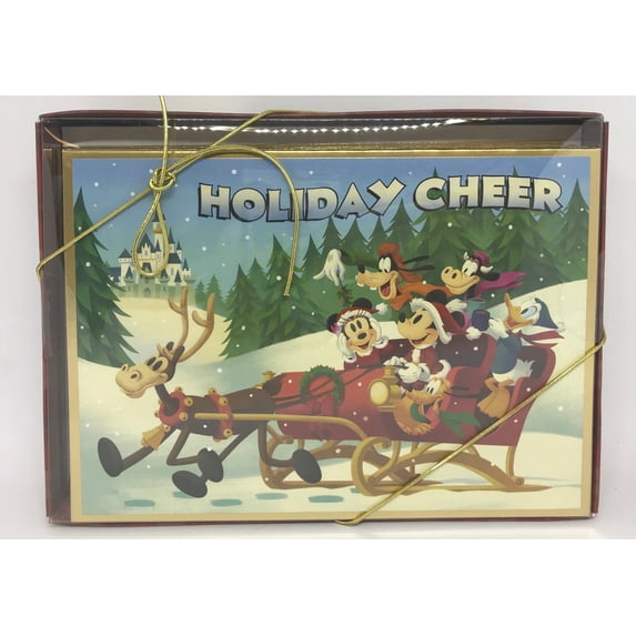 Disney Parks Holiday Cheer Set of 16 Greeting Cards Mickey Friends New with Box