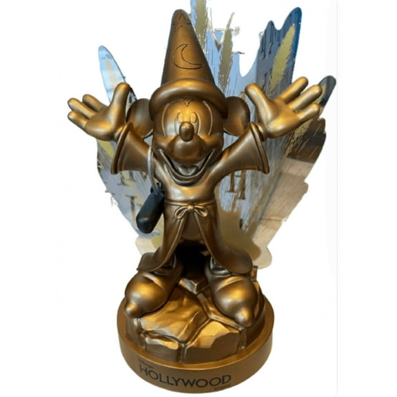 Disney Parks Hollywood Studios Mickey Mouse Fantasia Gold Figurine Statue New