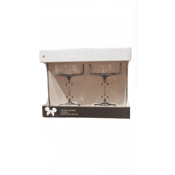 Disney Parks Home Collection Mickey Icon Coupe Glass Set of 2 New with Box