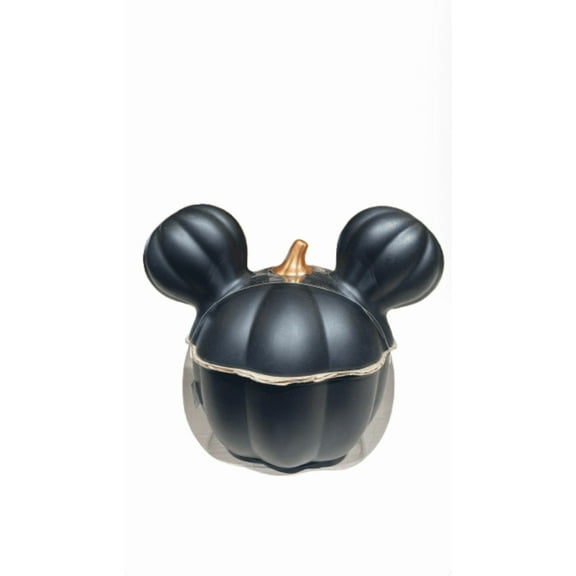 Disney Parks Home Halloween Mickey Black Pumpkin Candy Jar with Lid New