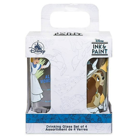 Disney Parks Ink & Paint Drinking Glass Set 1 '40s '60s New with Box