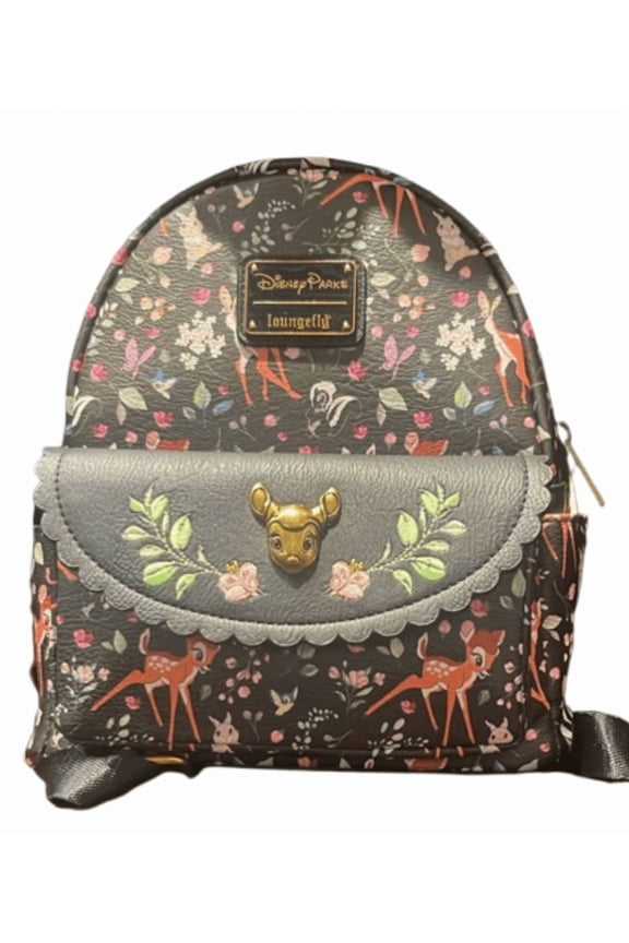 Loungefly Bambi Mini Backpack 2025 Forest Friends Print Black