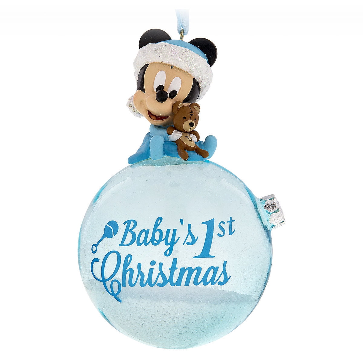 Disney Parks Mickey Baby's First Christmas Glass Ball Ornament New With Tags