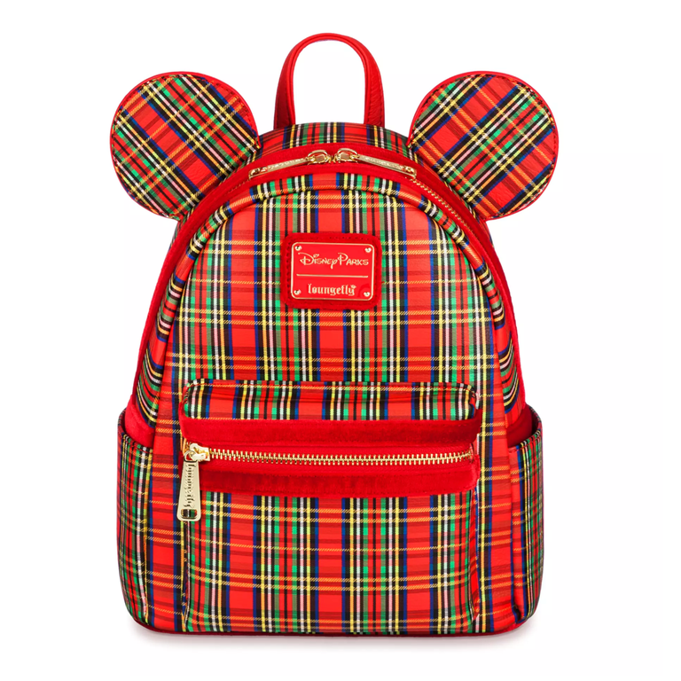 Disney Parks Mickey Icons and Snowflakes Red Plaid Loungefly  display picture 1