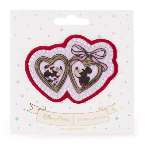 Disney Parks Mickey Minnie Mouse Valentine Locket Patch Stoney Clover Lane New