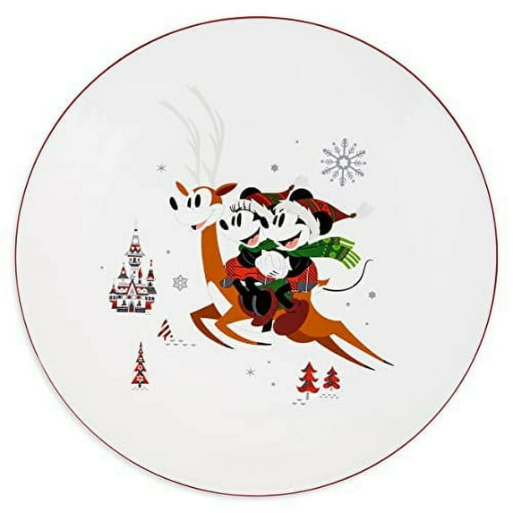 Disney Parks Mickey Minnie Reindeer Christmas Dinner Plate