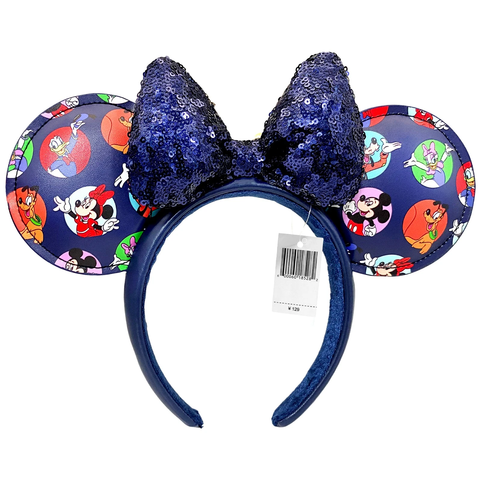 Disney Parks Mickey Minnie and Friends Sequined Bow Ears Navy Blue Headband New