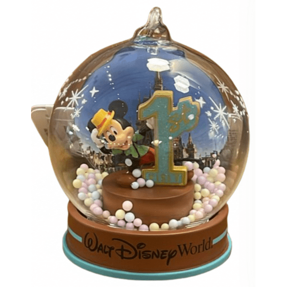 Disney Parks Mickey Mouse 1st Glass Globe Christmas Ornament New with Tag