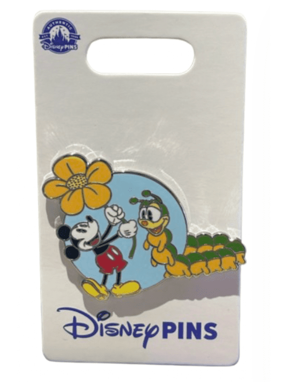 Parks Mickey Mouse & Caterpillar With Flower Pin New with Card
