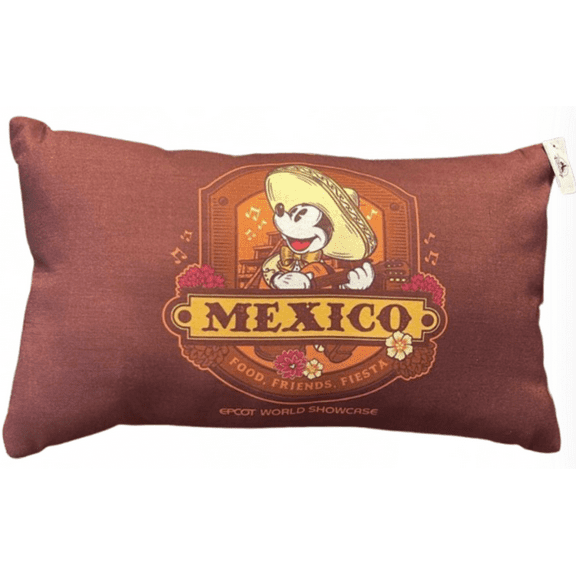 Disney Parks Mickey Mouse Epcot Mexico Food Friends Fiesta Throw Pillow New Tag