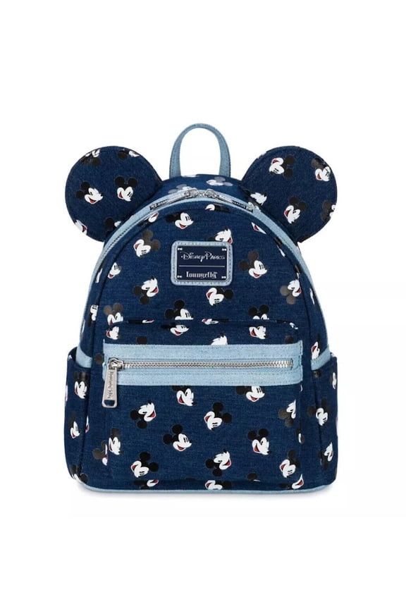 Parks Mickey Mouse Face Denim Loungefly Backpack