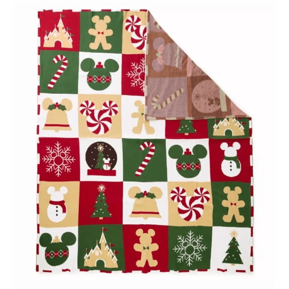 Disney Parks Mickey Mouse Holiday Throw Blanket New with Tag