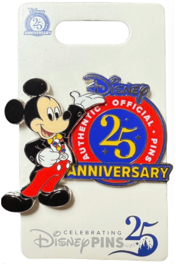 Parks Mickey Mouse Pin Trading 25th Anniversary Logo Pin New With Card