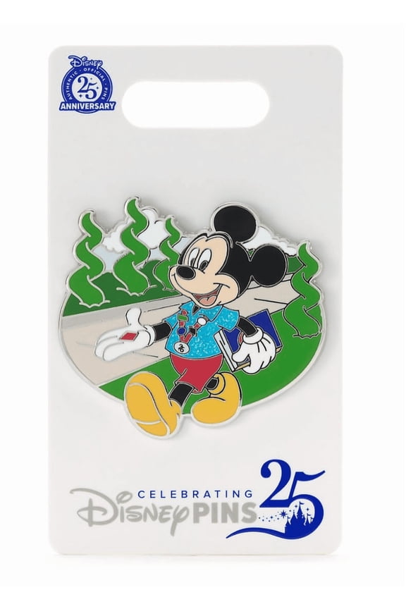 Parks Mickey Mouse Pin Trading 25th Anniversary Pin New With Card