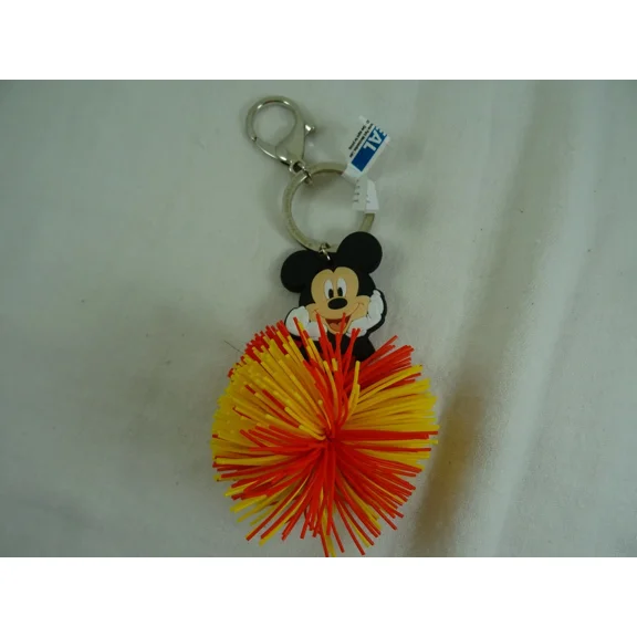 Disney Parks Mickey Mouse Pom Pom Keychain Key Ring