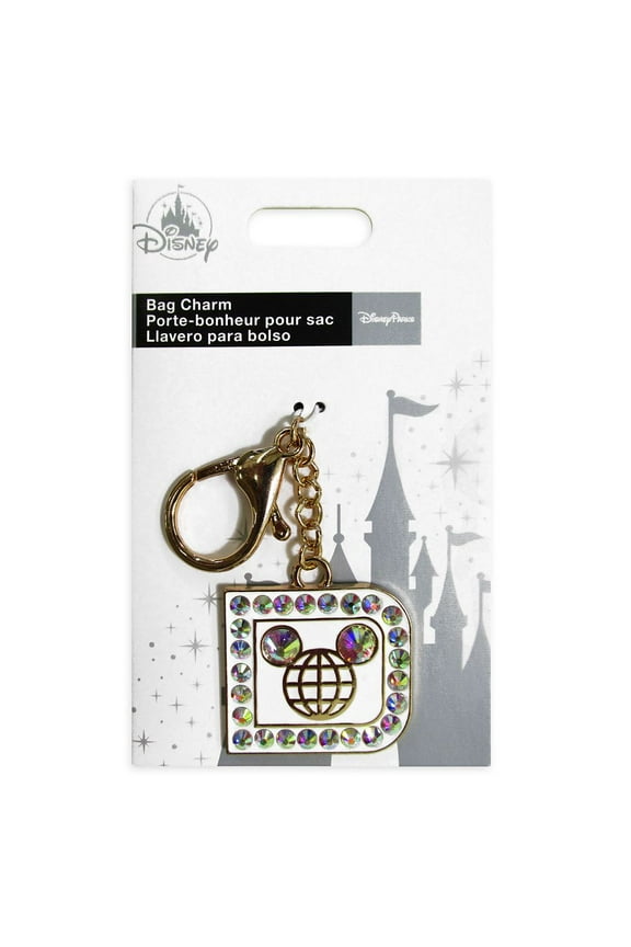 Parks Mickey Mouse Walt Disney World ''D'' Icon Jeweled Bag Charm Keychain Jewelry