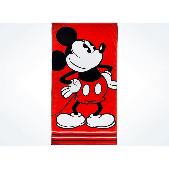 Disney Parks Mickey Silhouette Jacquard Striped Beach Towel New with Tags