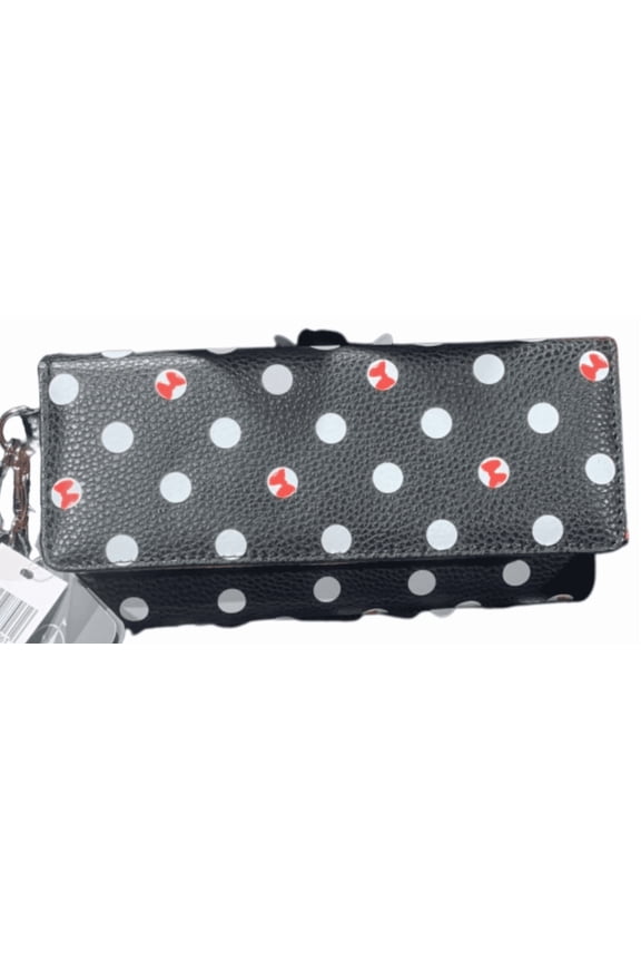 Parks Minnie Mouse Dots Black Crossbody Wallet New With Tag