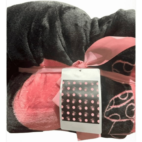 Disney Parks Minnie Mouse Pink Dots Oversized Throw Plaid Blanket New With Tag