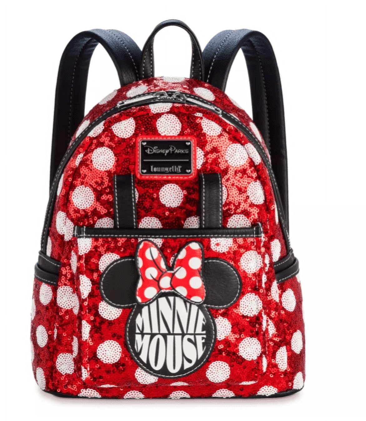 Disney Parks Loungefly Minnie Mouse Sequined Mini Backpack – Polka‑Dot Bow NEW Disney Parks Loungefly Minnie Mouse Sequined Polka-Dot  main image 3