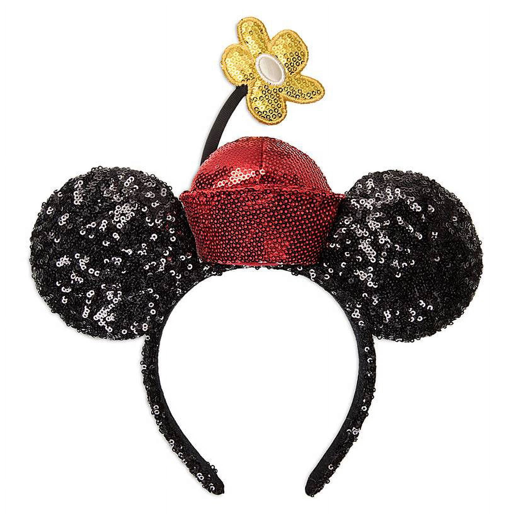Minnie’s ear headband with fascinator hat Minnie Bow White Visor - Mouse Ears Headband – Little Ears  main image 3