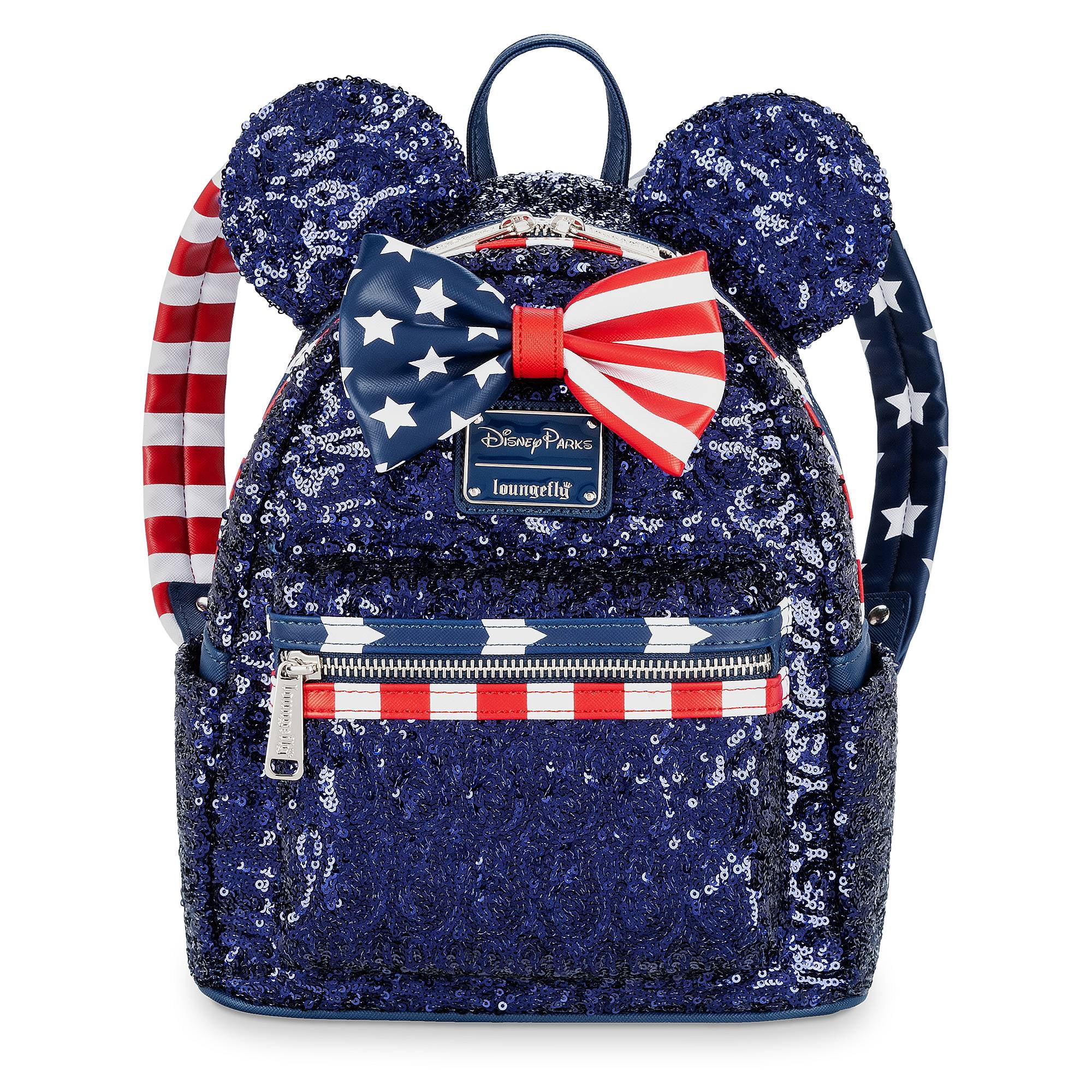 Loungefly Disney Parks Minnie Mouse Sequined Stars and Stripes Mini Backpack Loungefly Minnie Mouse Earidescent Small Glitter Backpack  main image 4