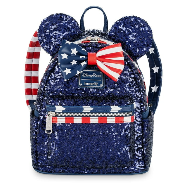 Disney Parks Minnie Mouse Sequined Stars And Stripes Mini Backpack New With Tag