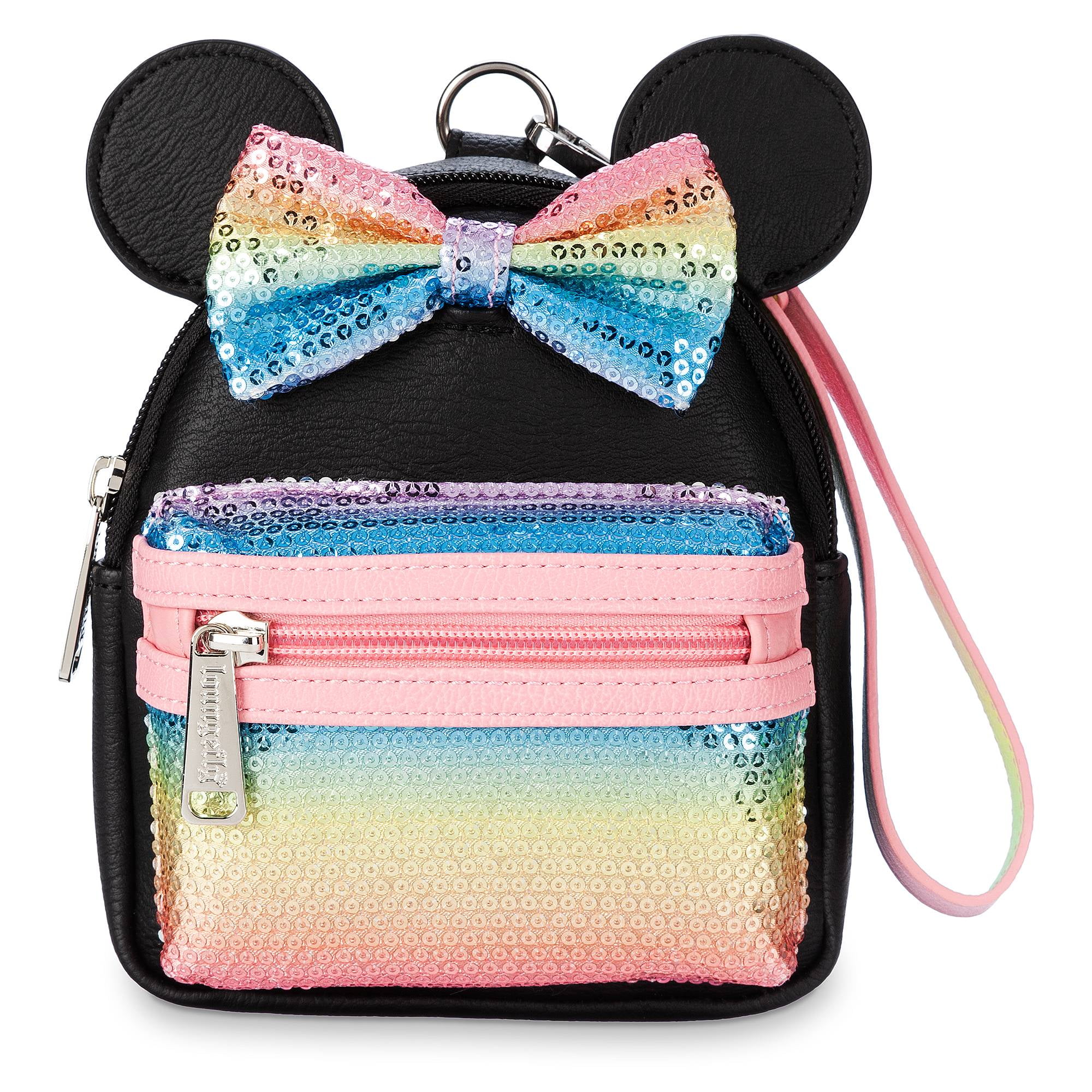 disney rainbow mini backpack Disney Parks Minnie Sequined Mini Backpack Wristlet Pastel Rainbow New With  Tag