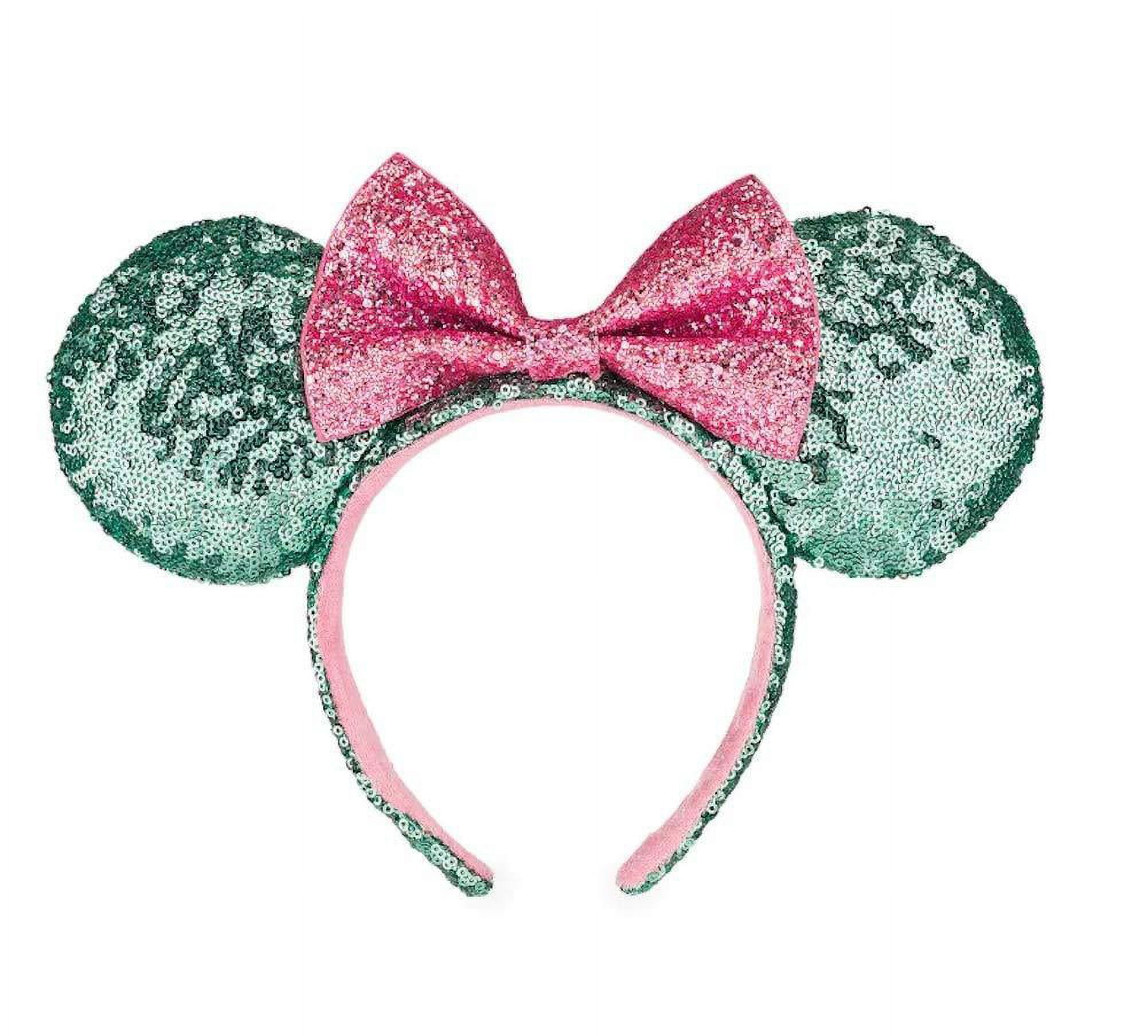 Disney Parks Mint Green Pink Bow Mickey Minnie Sequin Ears Headband
