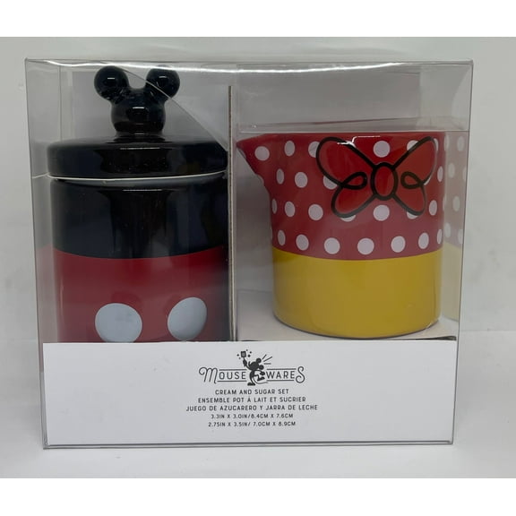 Disney Parks Mouse Wares Mickey and Minnie Cream and Sugar Set New with Box