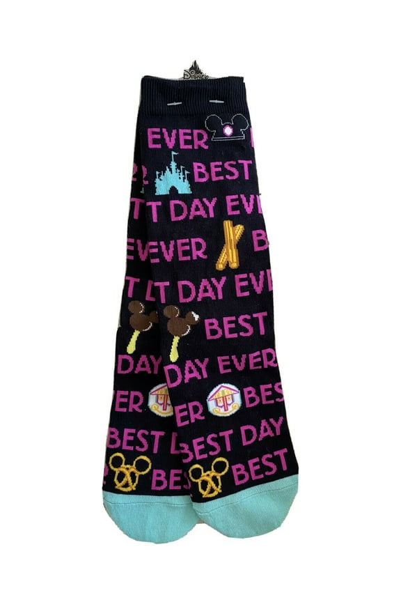 Parks Pair of Long Socks - Best Day Ever WDW Icons Size 5-9 Unisex