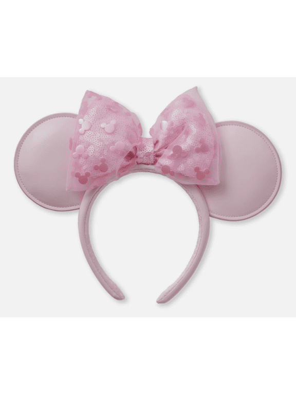 Parks Pink Milk Ears Faux Leather Minnie Mouse Bow Headband New with Tag